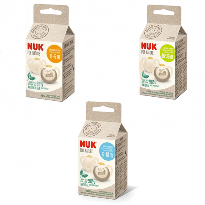 Set 2 suzete ortodontice din latex Nuk For Nature 726081C, Crem [3]