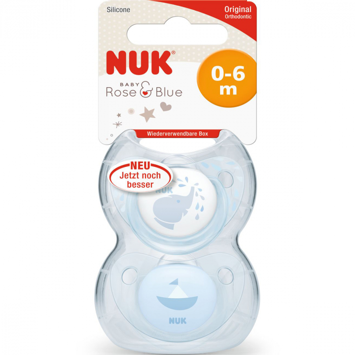 Set 2 suzete ortodontice din silicon 0-6 luni Nuk Baby Blue 730132 [2]