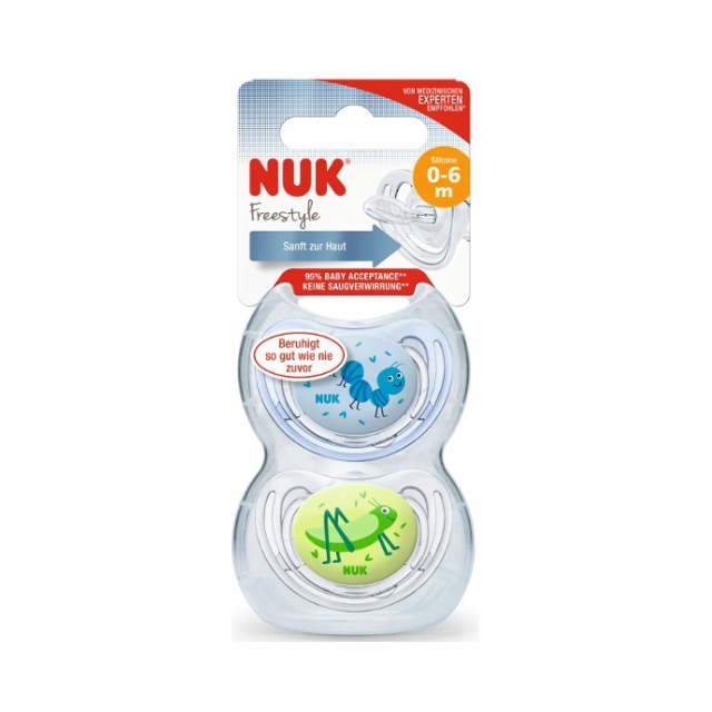 Set 2 suzete ortodontice din silicon 0-6 luni Nuk Freestyle 730133A [2]