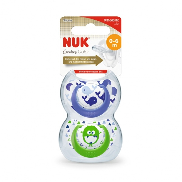 Set 2 suzete ortodontice din silicon 0-6 luni Nuk Genius Color 730047AL [2]