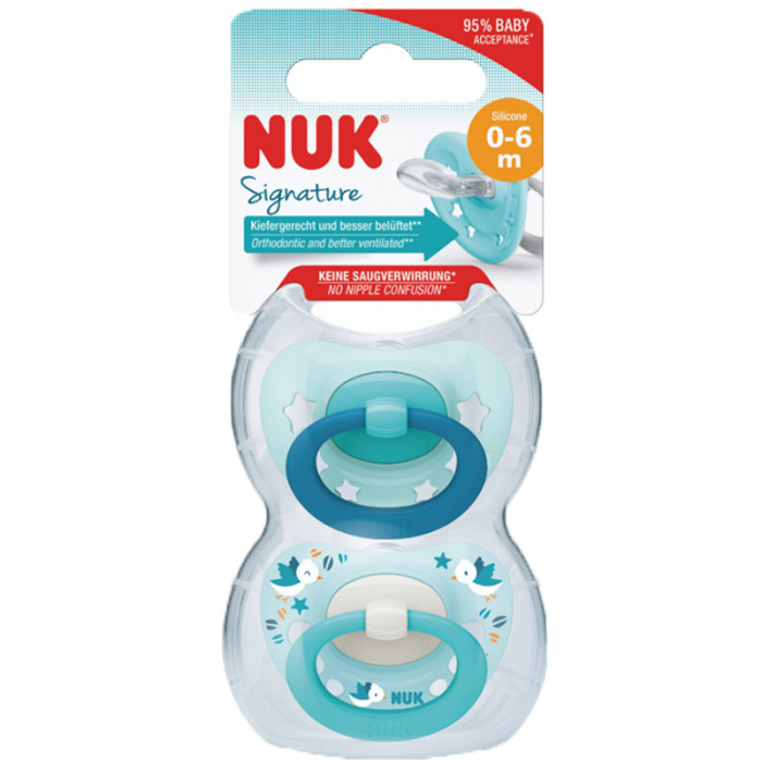 Set 2 suzete ortodontice din silicon Nuk Signature 730638A, Turcoaz [5]