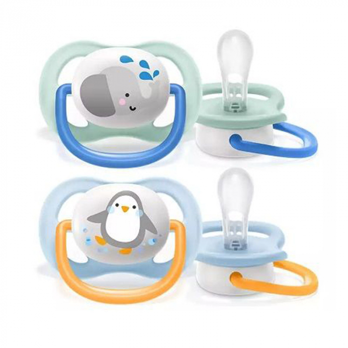 Set 2 suzete ortodontice din silicon Philips Avent Ultra Air Animals SCF080/05, Multicolor [2]