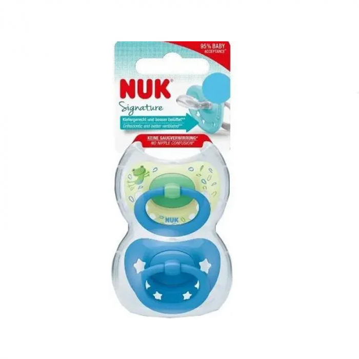Set 2 suzete ortodontice din silicon 18-36 luni Nuk Signature 10739696, Albastru [5]