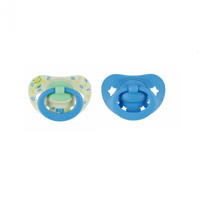 Set 2 suzete ortodontice din silicon 18-36 luni Nuk Signature 10739696, Albastru [1]