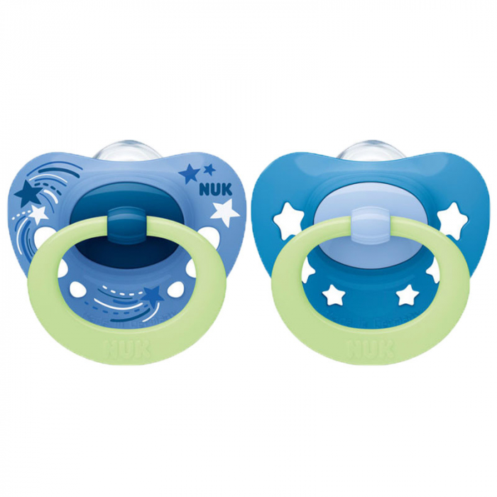 Set 2 suzete ortodontice din silicon Nuk Signature Night 382294, Albastru [3]