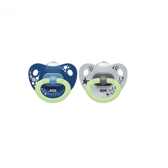 Set 2 suzete ortodontice din silicon 6-18 luni Nuk Happy Night 736545 [1]