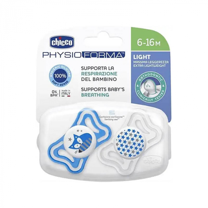 Set 2 suzete ortodontice din silicon Chicco Physio Forma Light 097104-3, Albastru [2]
