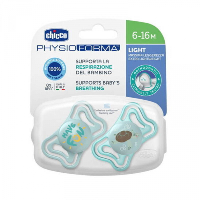 Set 2 suzete ortodontice din silicon Chicco Physio Forma Light 156405, Turcoaz [2]