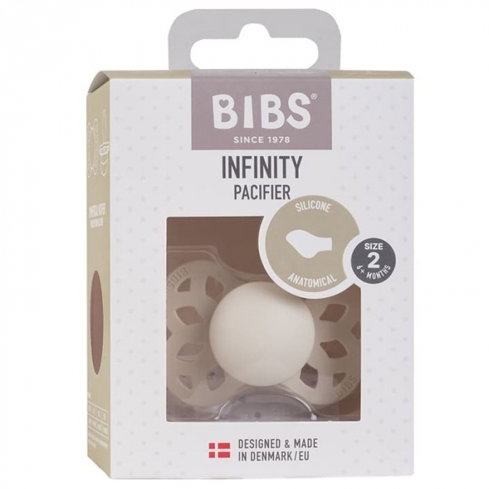 Suzeta anatomica din silicon Bibs Infinity Pacifier Ivory 241651, Crem [3]