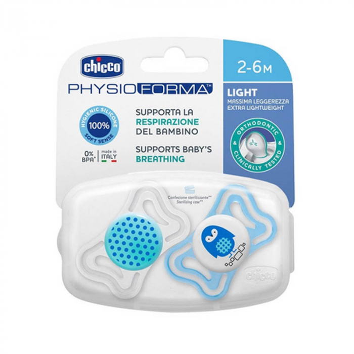 Set 2 suzete ortodontice din silicon Chicco Physio Forma Light 097074-3, Albastru [2]