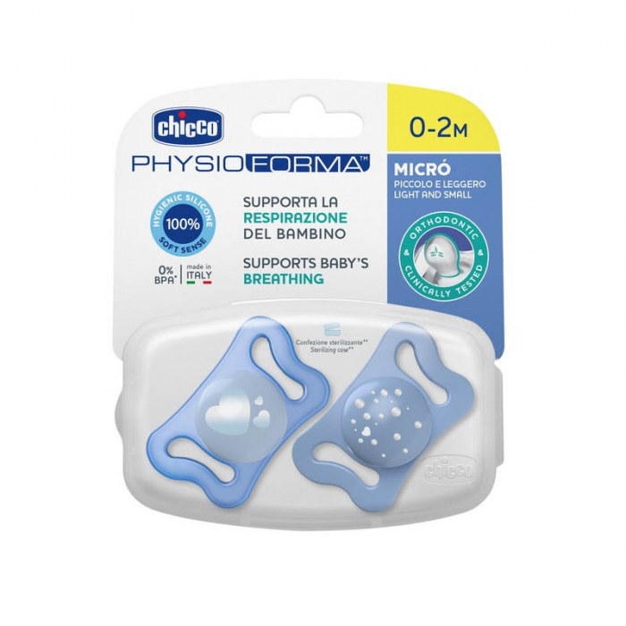 Set 2 suzete ortodontice din silicon Chicco Physio Forma Micro 156269-A, Albastru [2]