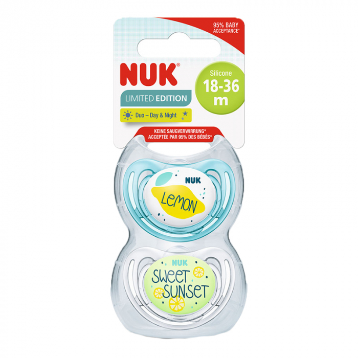 Set 2 suzete ortodontice din silicon Nuk Day & Night 177170-0-6, Albastru [2]