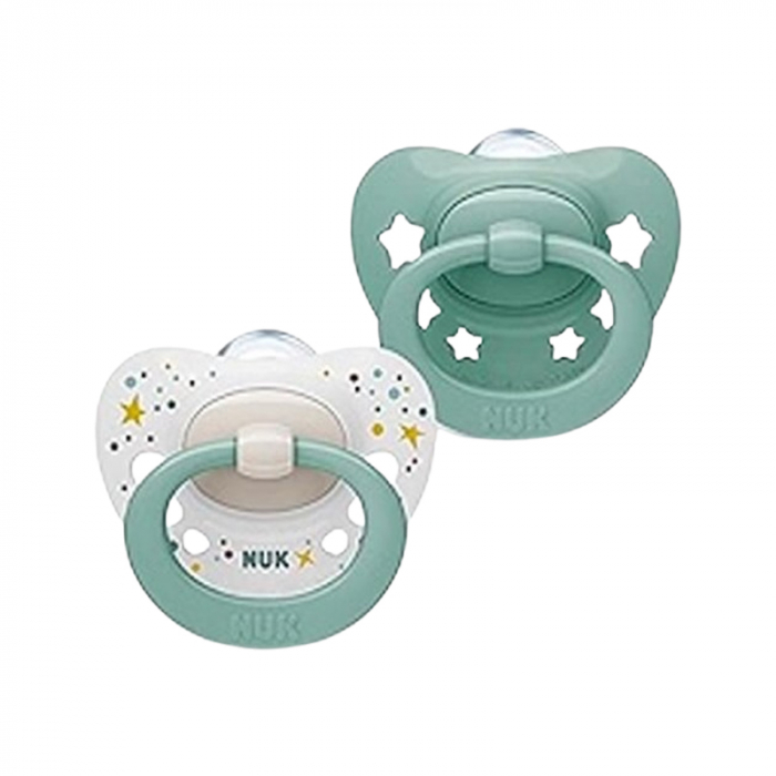 Set 2 suzete ortodontice din silicon, Nuk Signature 10175323, Verde [1]