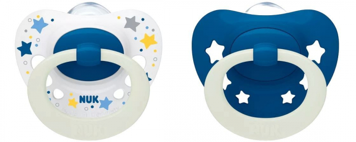 Set 2 suzete ortodontice din silicon Nuk Signature Night, 378778, Albastru [1]