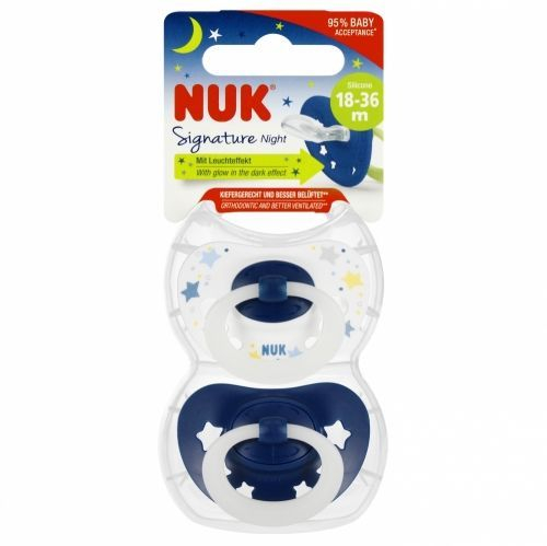 Set 2 suzete ortodontice din silicon Nuk Signature Night, 378778, Albastru [2]