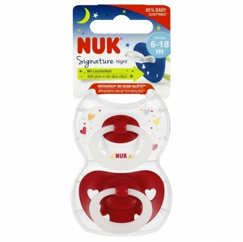 Set 2 suzete ortodontice din silicon Nuk Signature Night, 378808, Rosu [4]
