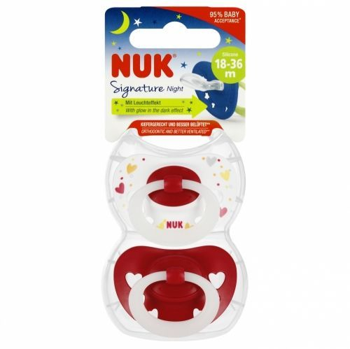 Set 2 suzete ortodontice din silicon Nuk Signature Night, 378808, Rosu [5]