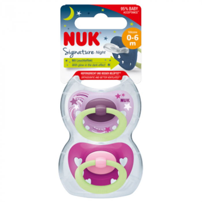 Set 2 suzete ortodontice din silicon Nuk Signature Night 730639-0-6, Mov [5]