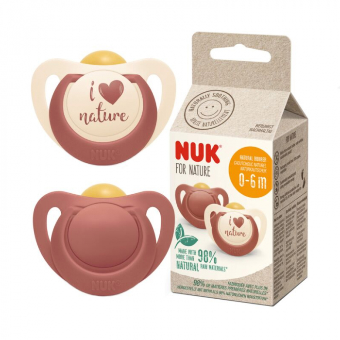Set 2 suzete ortodontice din latex Nuk For Nature 726081, Corai [4]