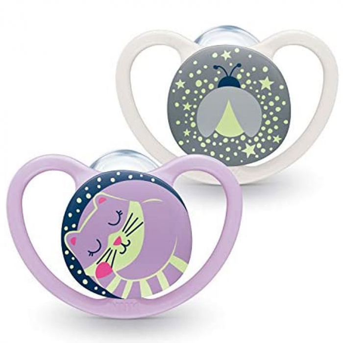 Set 2 suzete ortodontice din silicon Nuk Space Night 730578-0-3, Multicolor [4]