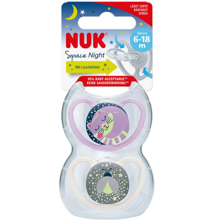 Set 2 suzete ortodontice din silicon Nuk Space Night 730578-0-3, Multicolor [5]