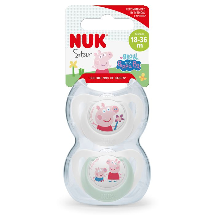 Set 2 suzete ortodontice din silicon Nuk Star Peppa Pig, 441632-18, Multicolor [2]