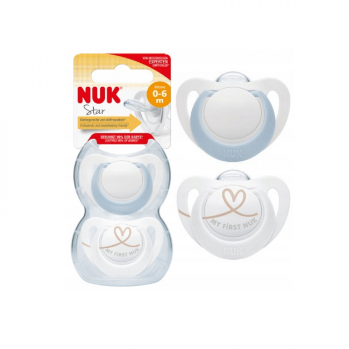 Set 2 suzete ortodontice din silicon Nuk Star 730713, Alb [2]