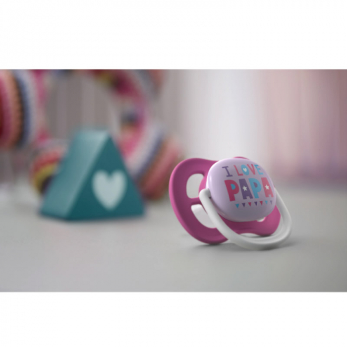 Set 2 suzete ortodontice din silicon Philips Avent Ultra Air Happy SCF080/04, Roz [3]