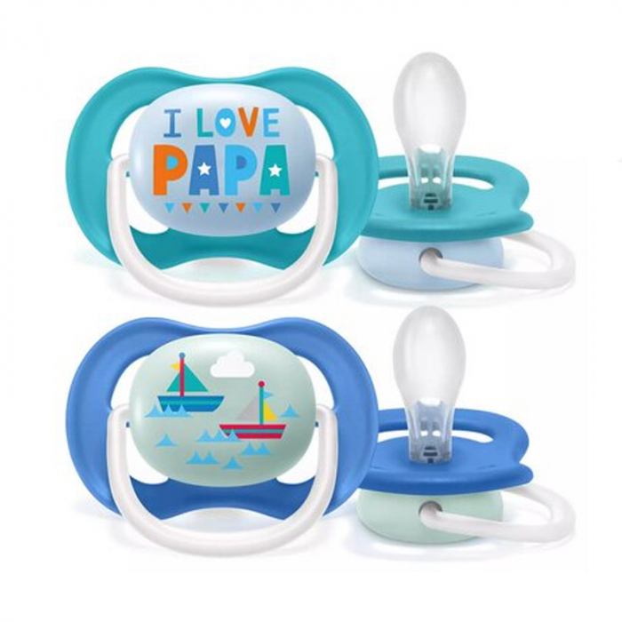 Set 2 suzete ortodontice din silicon Philips Avent Ultra Air Happy SCF0801/03,Albastru [2]