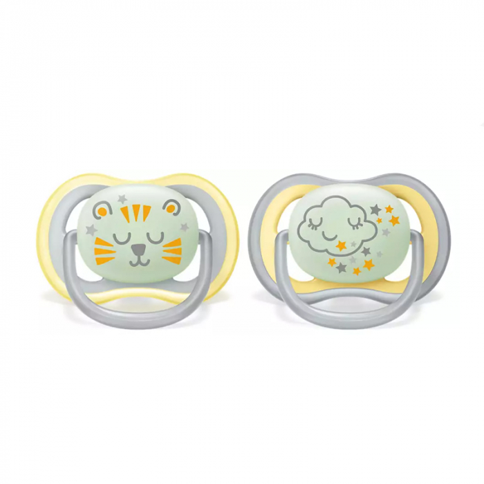 Set 2 suzete ortodontice din silicon Philips Avent Ultra Air Nighttime SCF376/01, Gri [2]