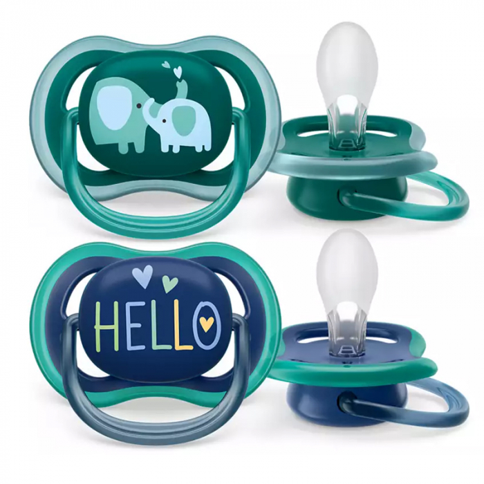 Set 2 suzete ortodontice din silicon Philips Avent Ultra Air SCF319/18, Verde [2]