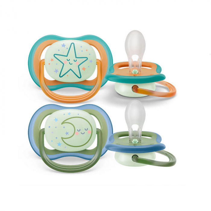 Set 2 suzete ortodontice din silicon Philips Avent Ultra Air Nighttime 18+ luni SCF376-23, Multicolor [3]