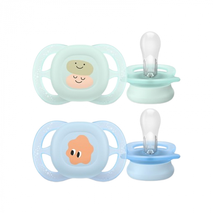 Set 2 suzete ortodontice din silicon, Philips Avent Ultra Start SCF075/04, Multicolor [1]