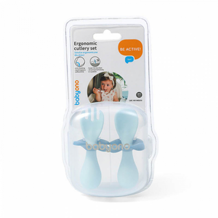 Set 2 tacamuri lingurita si furculita pentru bebelusi BabyOno 969/03, Albastru [3]