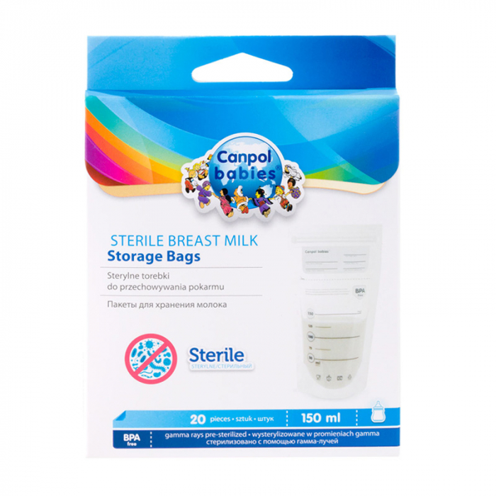Set 20 pungi sterile pentru stocarea laptelui matern Canpol Babies 70/001, Alb [4]