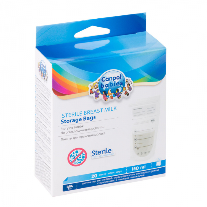 Set 20 pungi sterile pentru stocarea laptelui matern Canpol Babies 70/001, Alb [2]