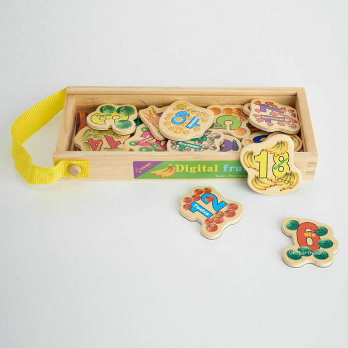Set 23 de piese din lemn ilustrate cu numere, fructe si legume, WD 9004-D [3]