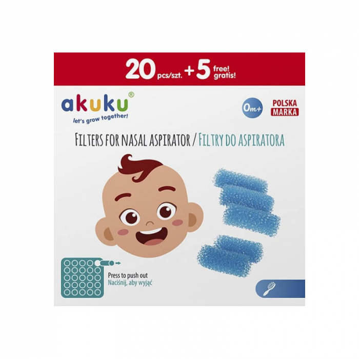 Set 25 filtre de unica folosinta pentru aspiratorul nazal manual Akuku A0037, Albastru [2]