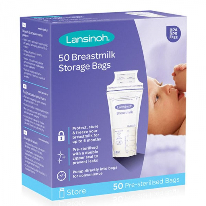 Set 50 pungi pentru depozitarea laptelui matern Lansinoh 991642, Alb [2]