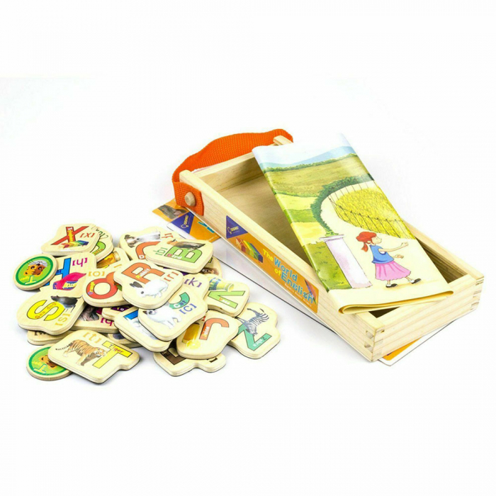 Set 28 de piese din lemn ilustrate cu animale si litere, WD 9004-B [4]
