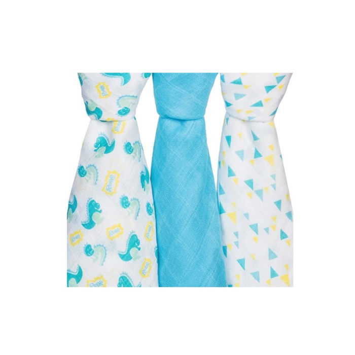 Set 3 paturici muselina din bambus si bumbac pentru bebelusi 70 x 70 cm BabyOno 348/03, Multicolor [2]