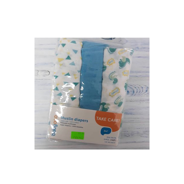 Set 3 paturici muselina din bambus si bumbac pentru bebelusi 70 x 70 cm BabyOno 348/03, Multicolor [3]