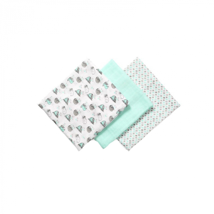 Set 3 paturici muselina din bambus si bumbac pentru bebelusi 70 x 70 cm BabyOno 397/04, Multicolor [2]