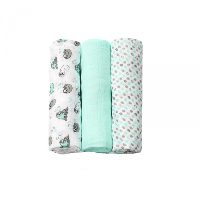 Set 3 paturici muselina din bambus si bumbac pentru bebelusi 70 x 70 cm BabyOno 397/04, Multicolor [3]