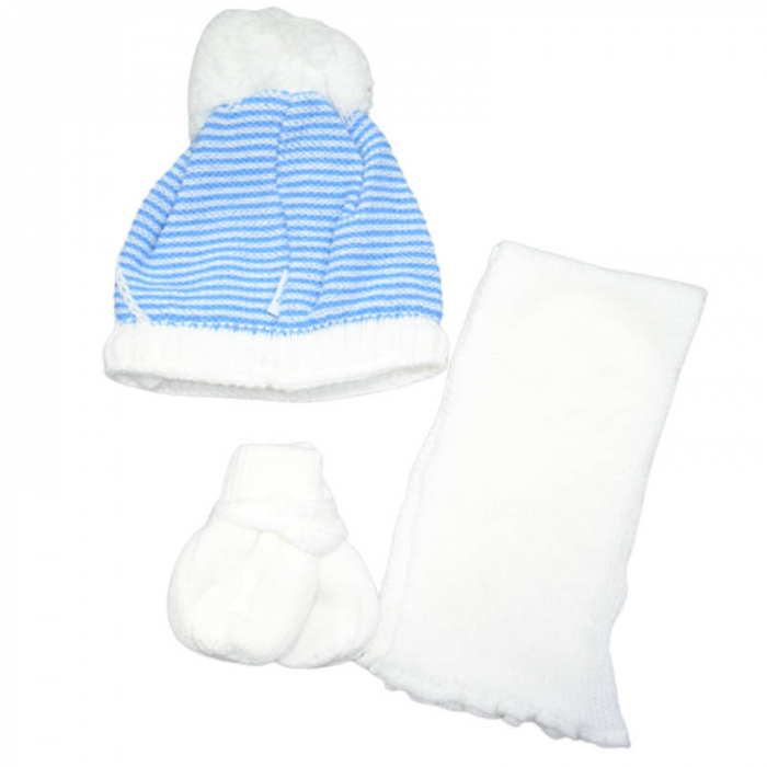 Set 3 piese caciula, fular si manusi pentru baieti Aliap 4512-K, Albastru [2]