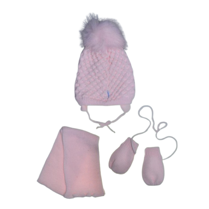 Set 3 piese caciula, fular si manusi pentru fete, Aliap 3110R-42-44, Roz [2]