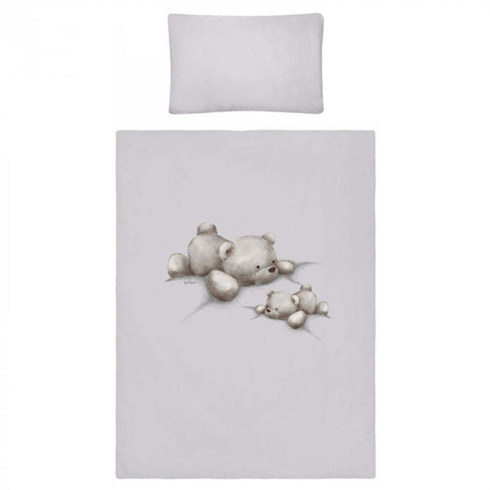 Set 3 piese lenjerie de pat pentru copii 90 x 120 cm Leniwe Belisima P02-0594, Gri [2]