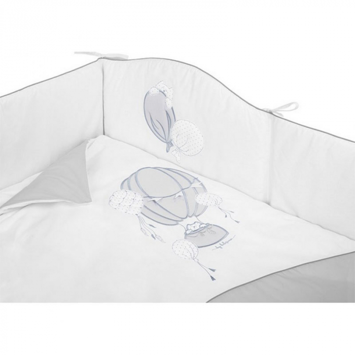 Set 3 piese lenjerie de pat pentru copii 90 x 120 cm Baloniki Belisima P02-0048, Gri [4]