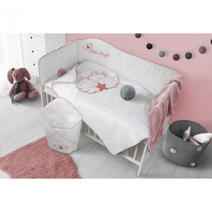 Set 3 piese lenjerie de pat pentru copii 100 x 135 cm Skrzydelka Belisima P01-833, Alb [4]