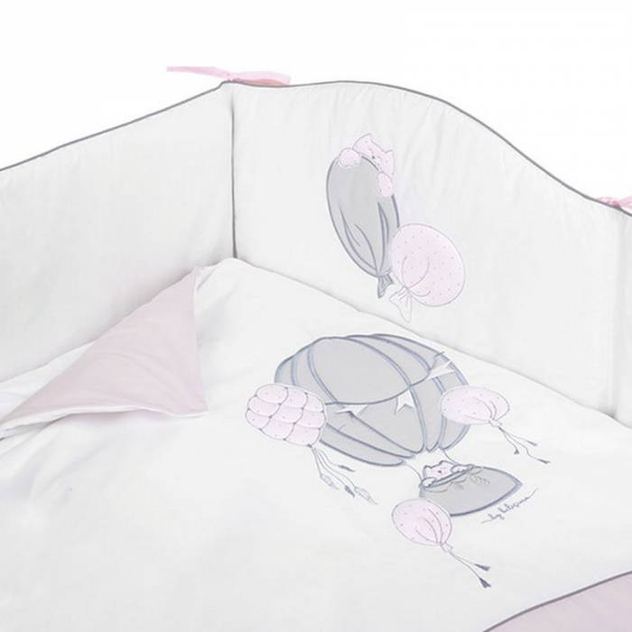 Set 3 piese lenjerie de pat pentru copii 90 x 120 cm Baloniki Belisima P02-0047, Roz [4]